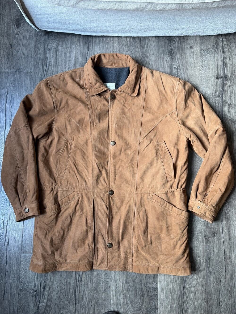 Vintage Paradox Leather Jacket Mens XLT Brown Ranch Work Coat YKK Wool Lined